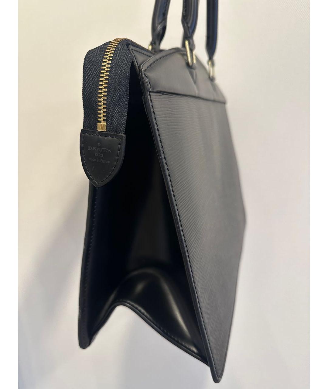 LOUIS VUITTON Черная кожаная сумка тоут, фото 3