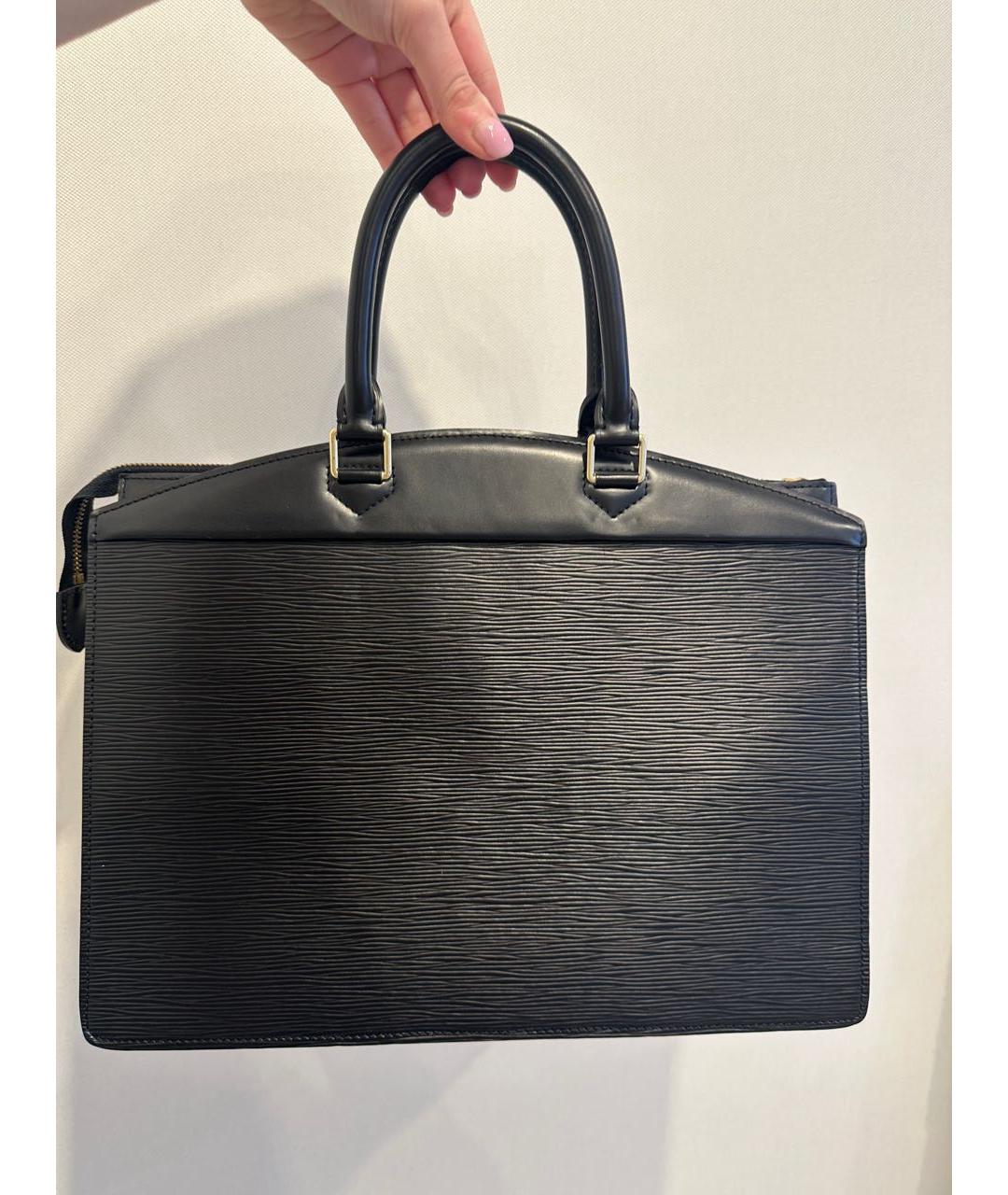 LOUIS VUITTON Черная кожаная сумка тоут, фото 4