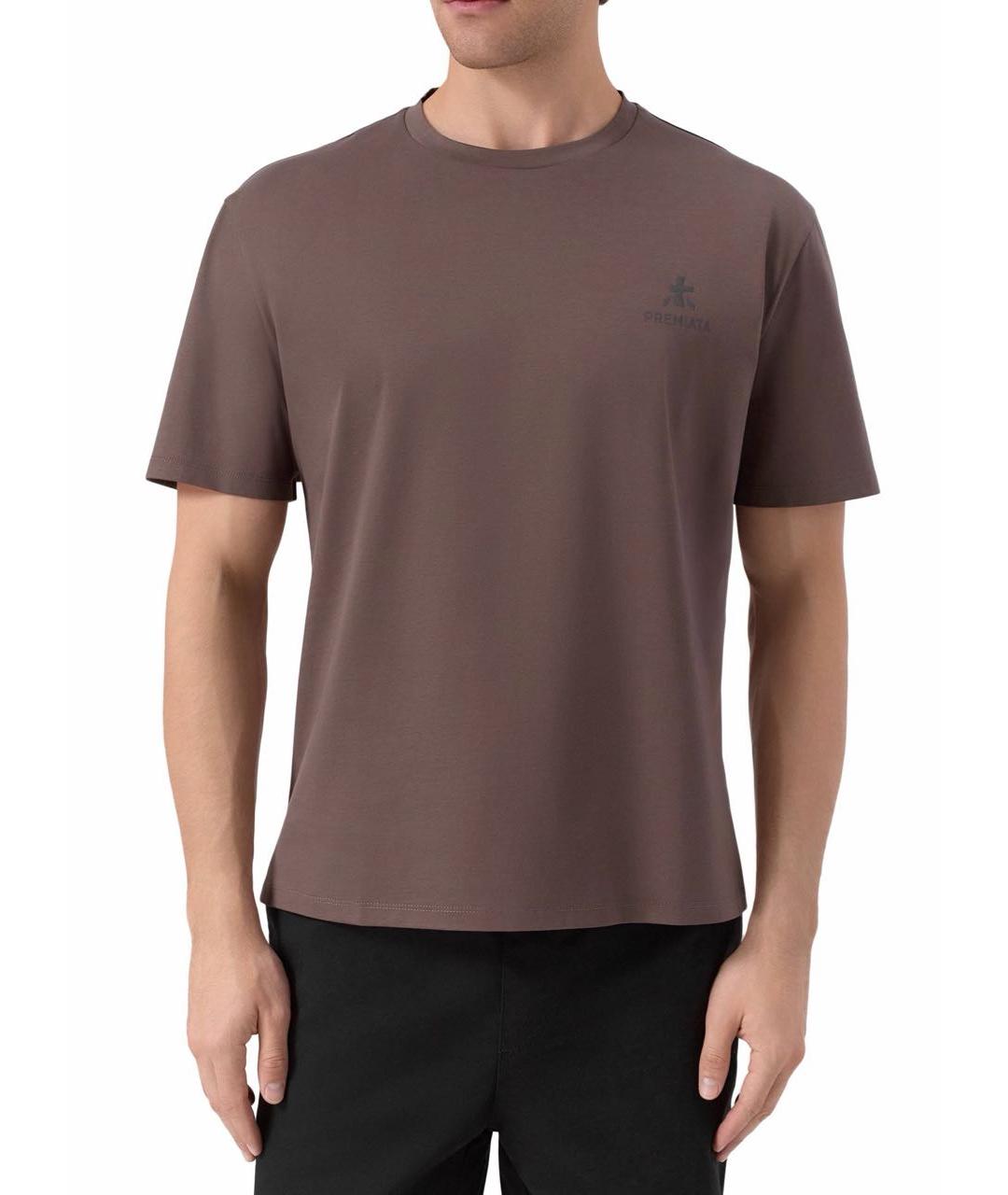 PREMIATA Коричневая хлопковая футболка, фото 2