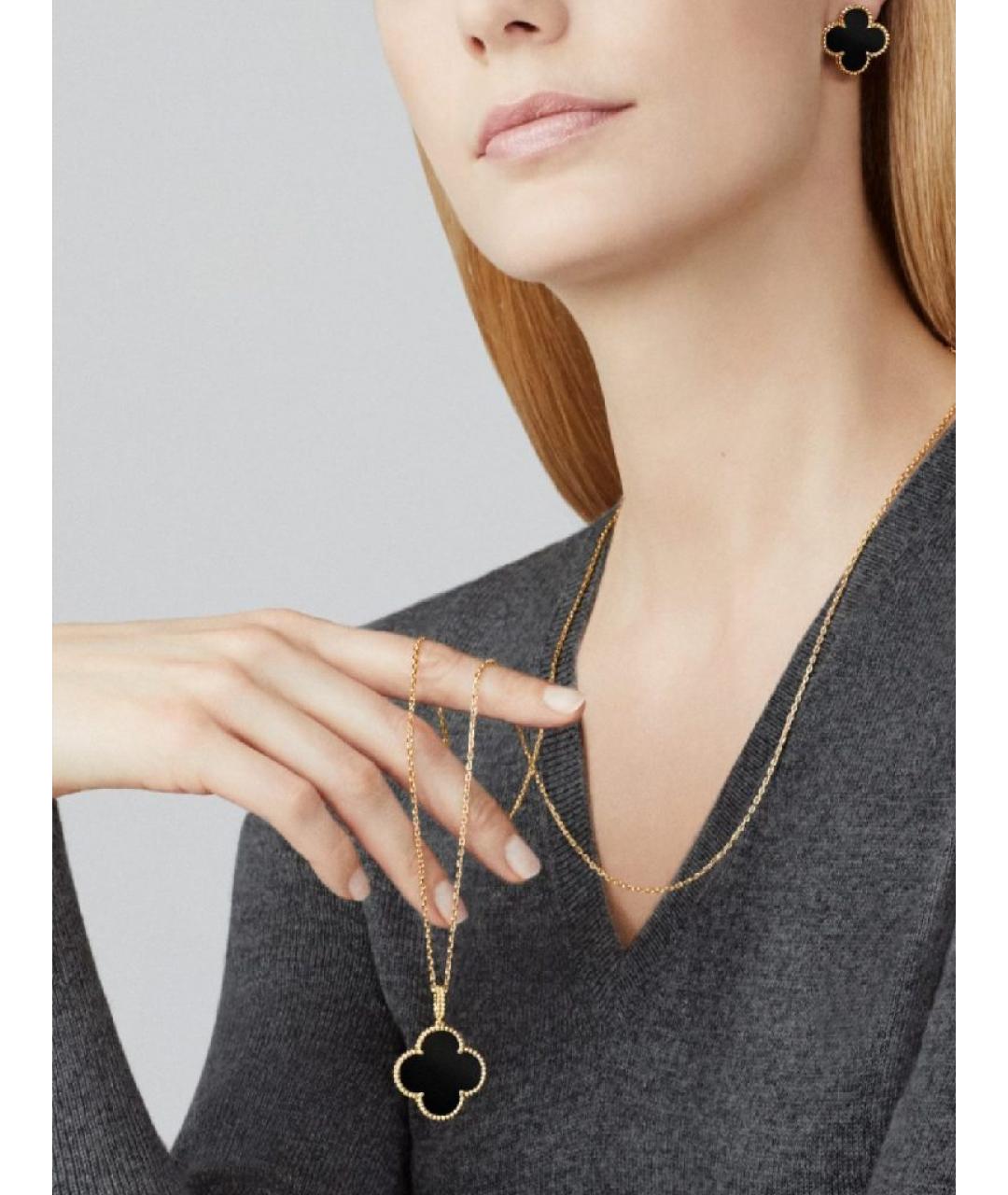 VAN CLEEF & ARPELS Черные серьги из желтого золота, фото 4