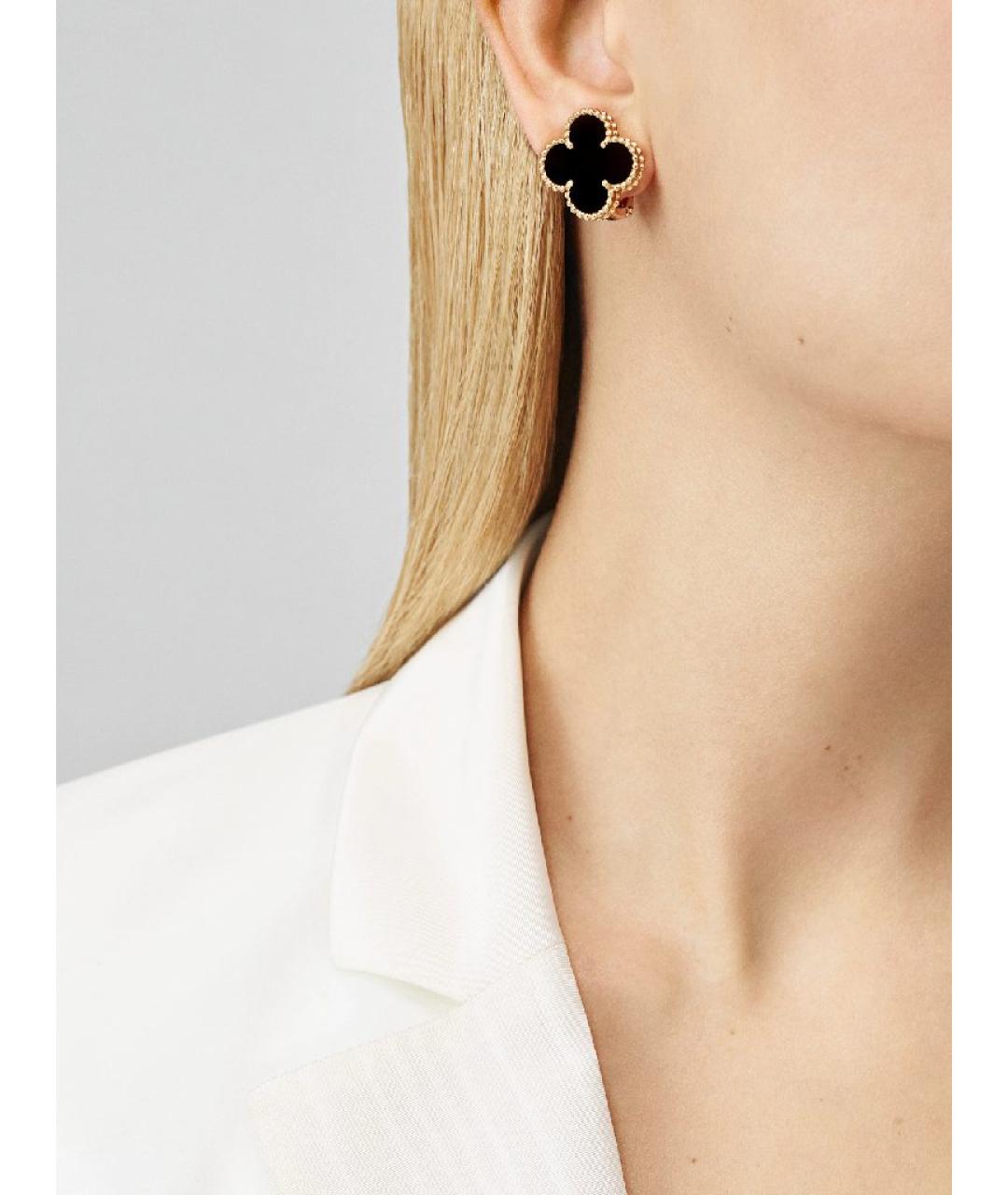 VAN CLEEF & ARPELS Черные серьги из желтого золота, фото 5