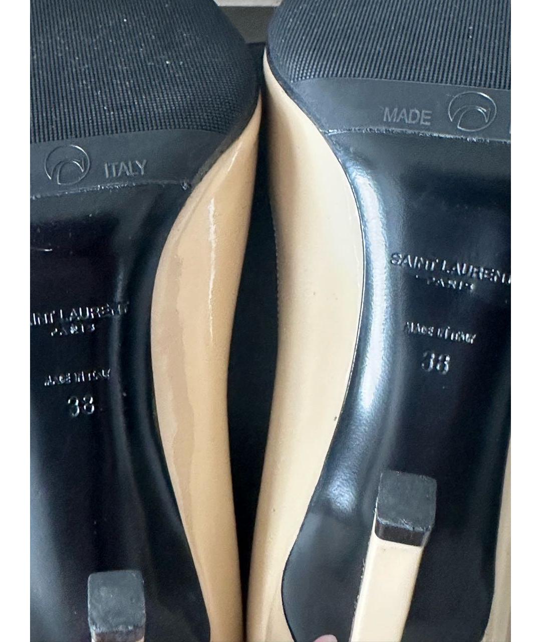 SAINT LAURENT Бежевые туфли из лакированной кожи, фото 5