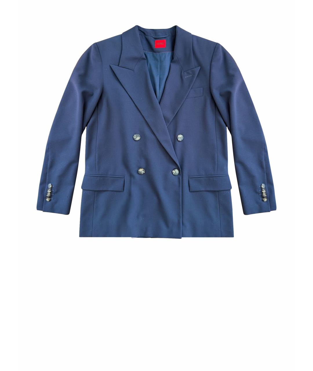HUGO BOSS Синий шерстяной жакет/пиджак, фото 1