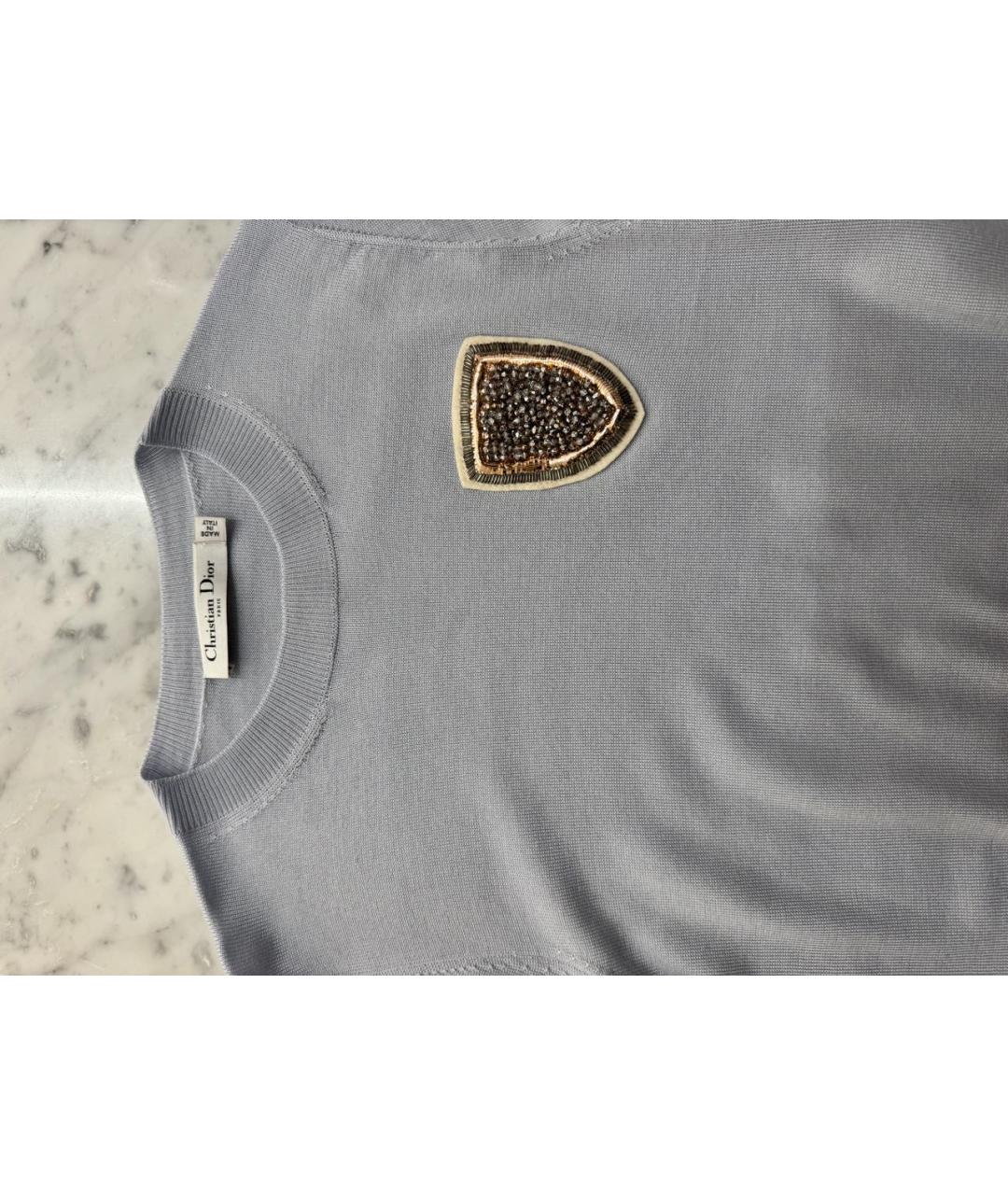 CHRISTIAN DIOR Голубой шерстяной джемпер / свитер, фото 2