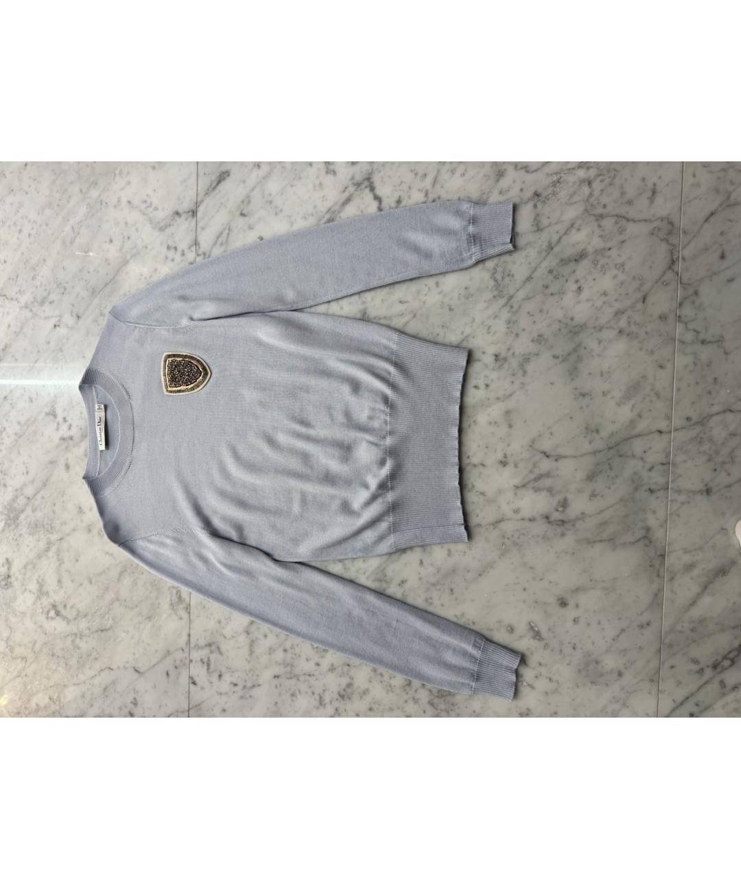 CHRISTIAN DIOR Голубой шерстяной джемпер / свитер, фото 5