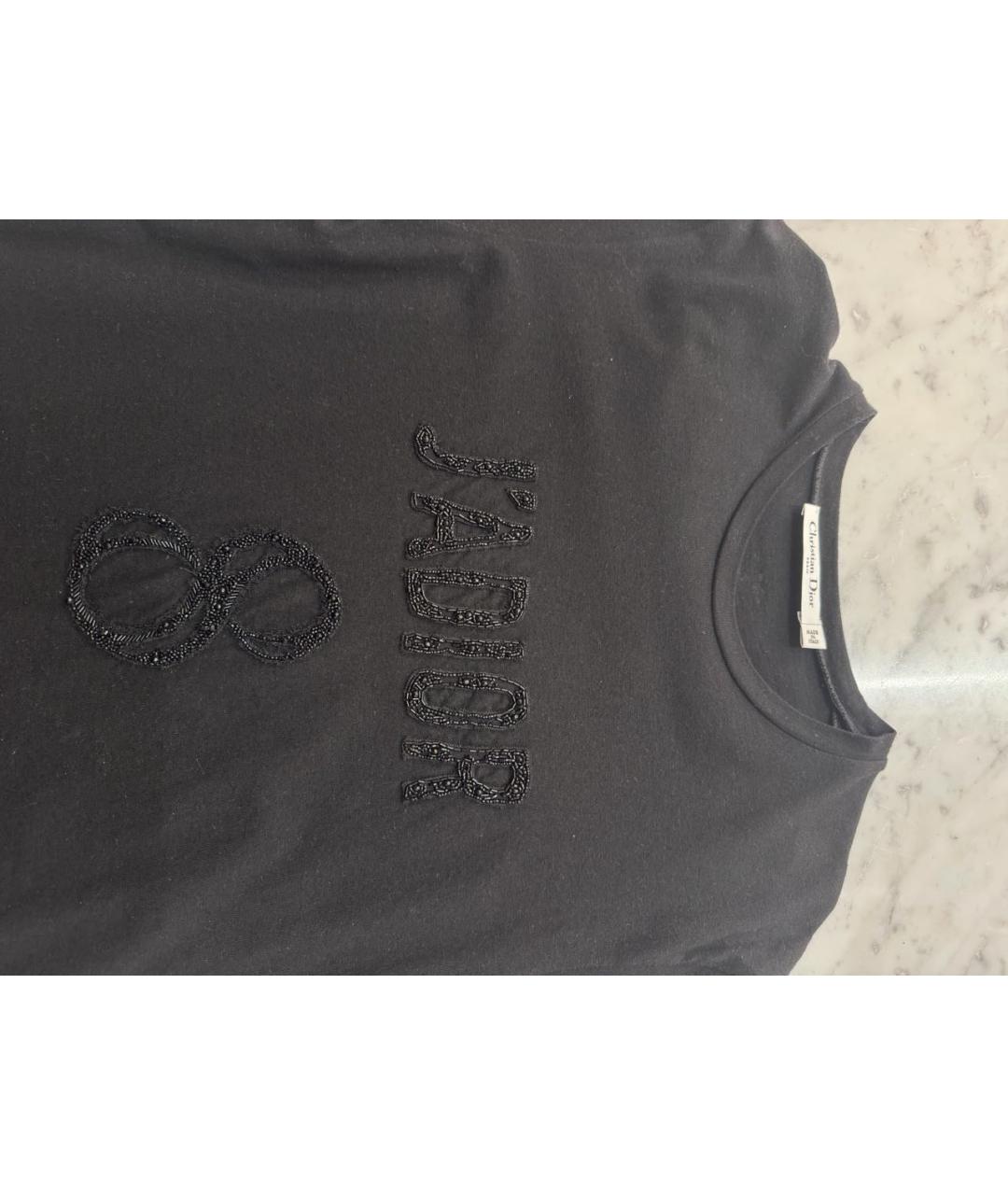 CHRISTIAN DIOR Черная хлопковая футболка, фото 2
