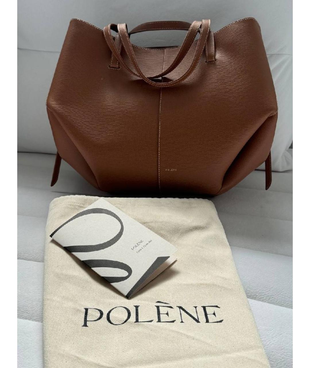 POLENE Коричневая кожаная сумка тоут, фото 3