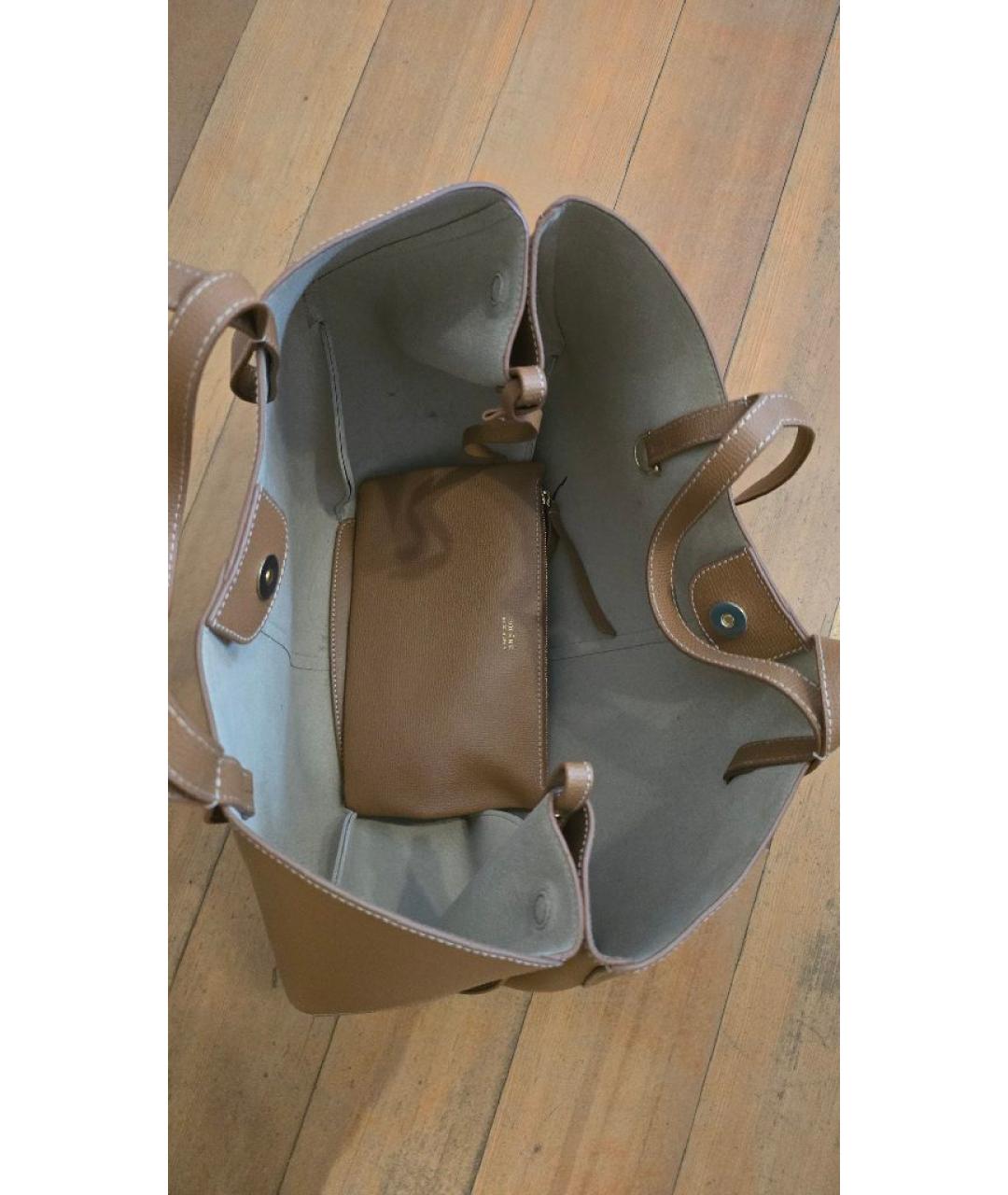 POLENE Коричневая кожаная сумка тоут, фото 2