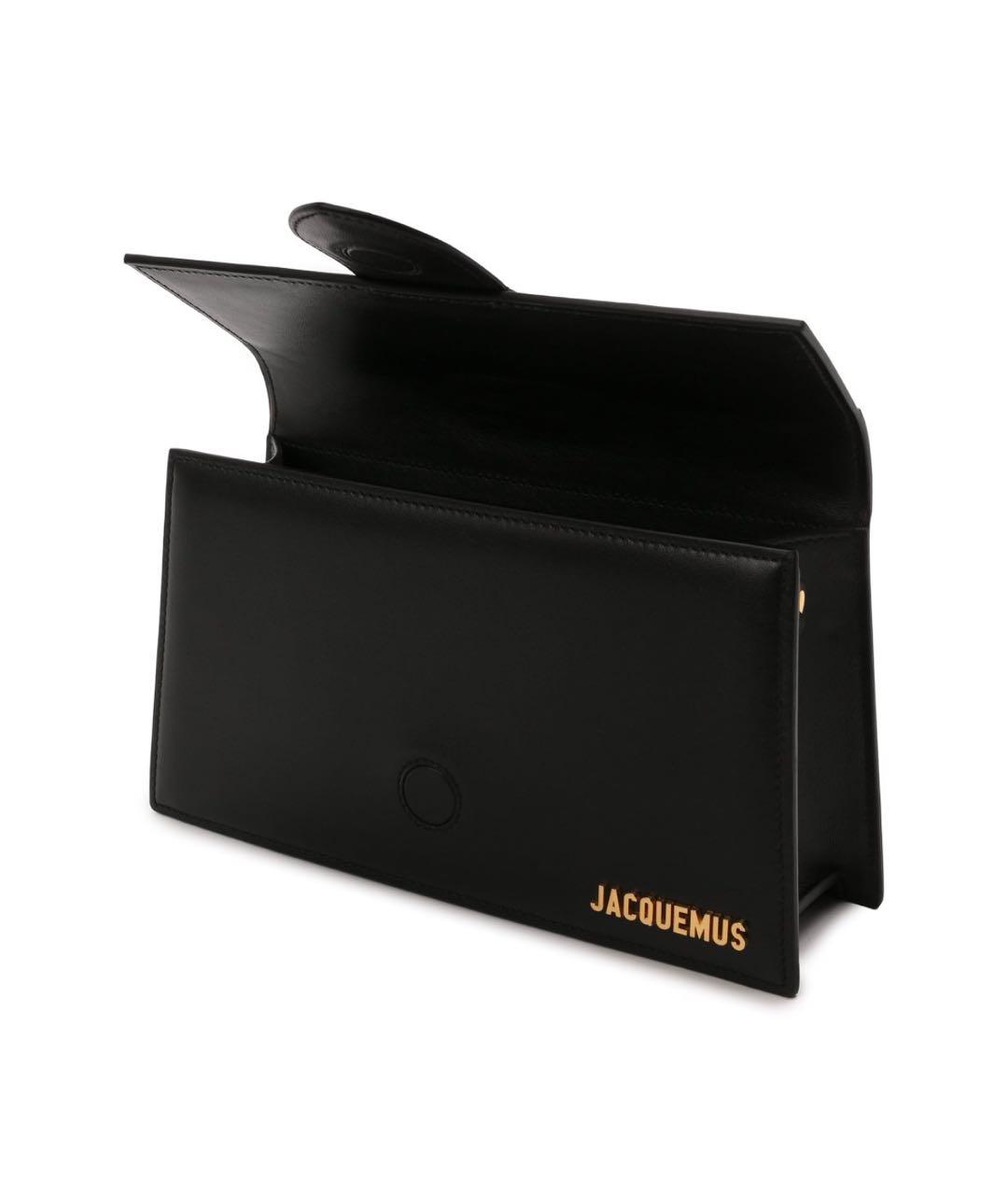 JACQUEMUS Черная кожаная сумка с короткими ручками, фото 3
