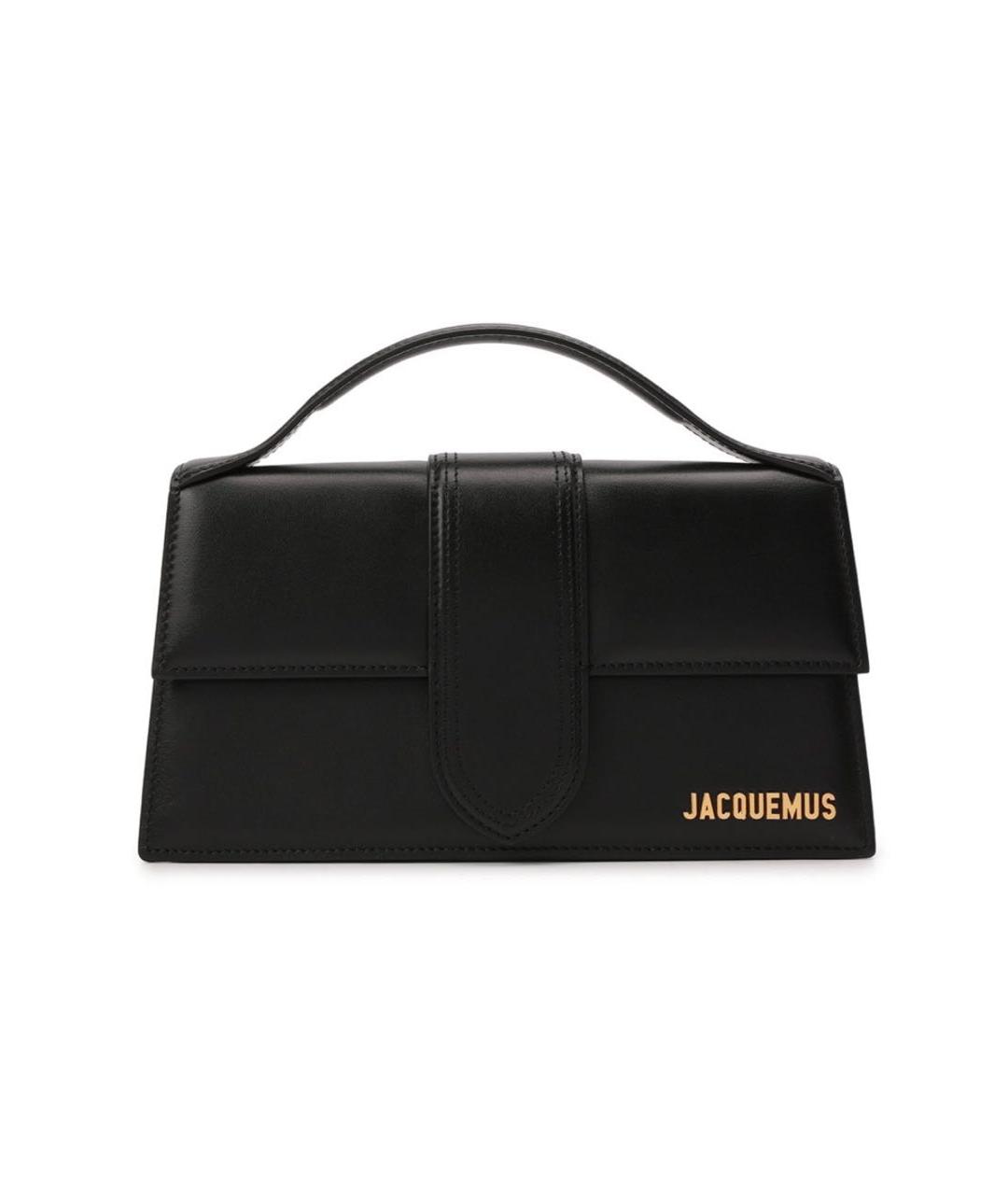 JACQUEMUS Черная кожаная сумка с короткими ручками, фото 1