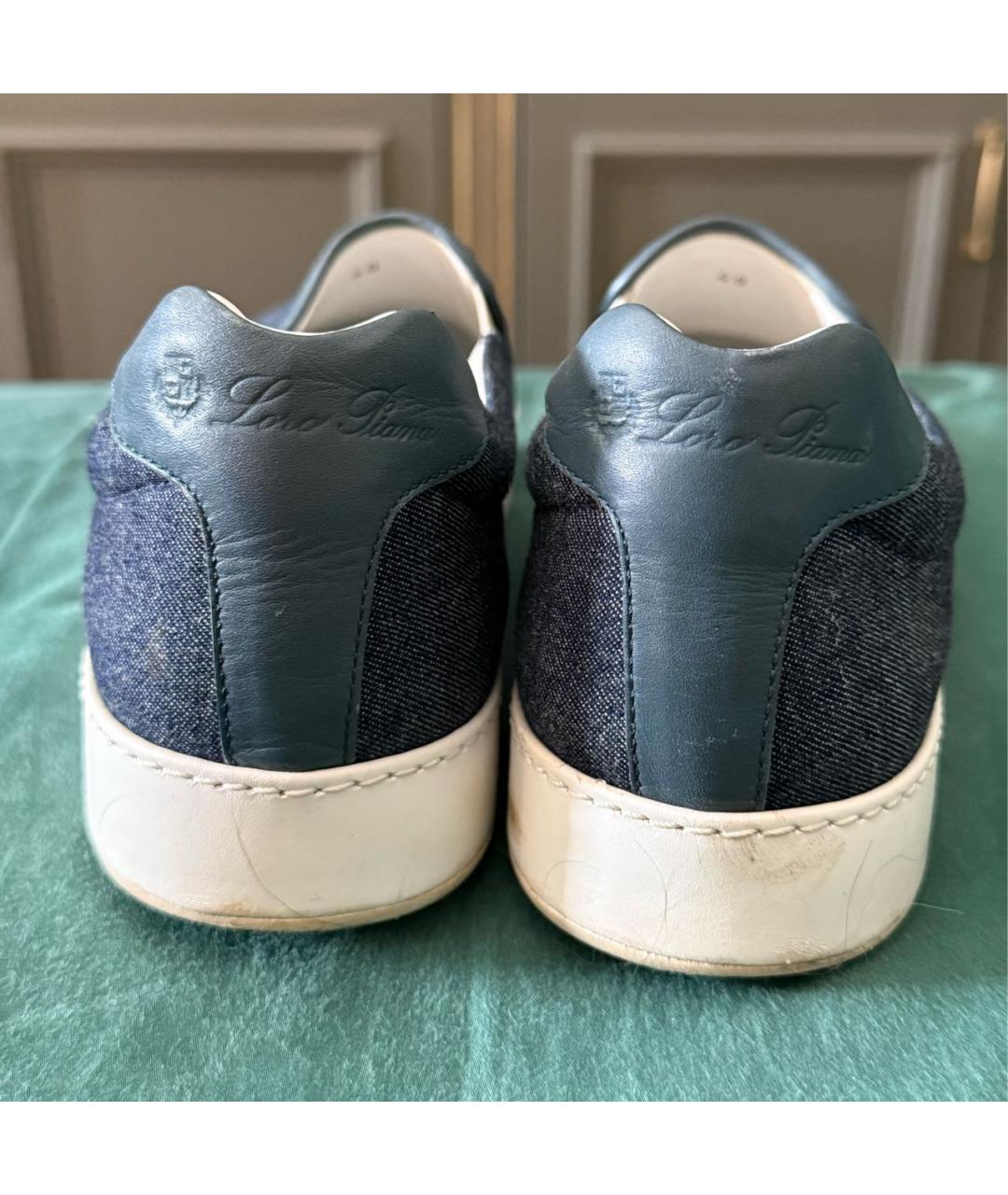 LORO PIANA Темно-синие текстильные слипоны, фото 4