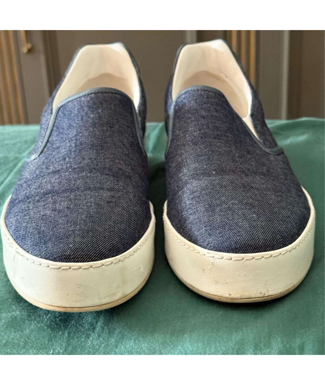 LORO PIANA Темно-синие текстильные слипоны, фото 2