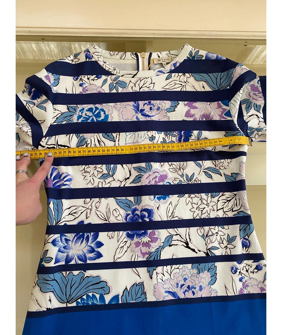ETRO Синее хлопко-эластановое повседневное платье, фото 7