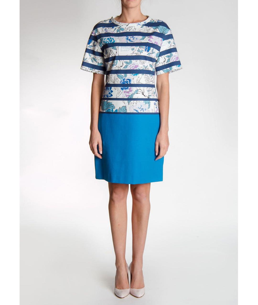 ETRO Синее хлопко-эластановое повседневное платье, фото 4