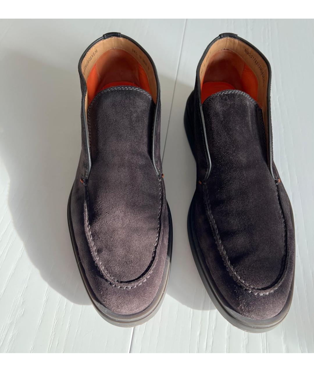 SANTONI Коричневые замшевые лоферы, фото 2