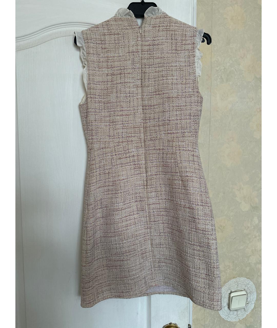 SANDRO Бежевое твидовое повседневное платье, фото 2