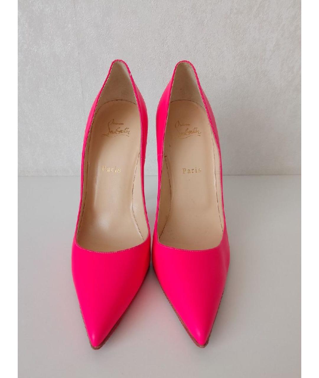 CHRISTIAN LOUBOUTIN Розовые кожаные туфли, фото 2