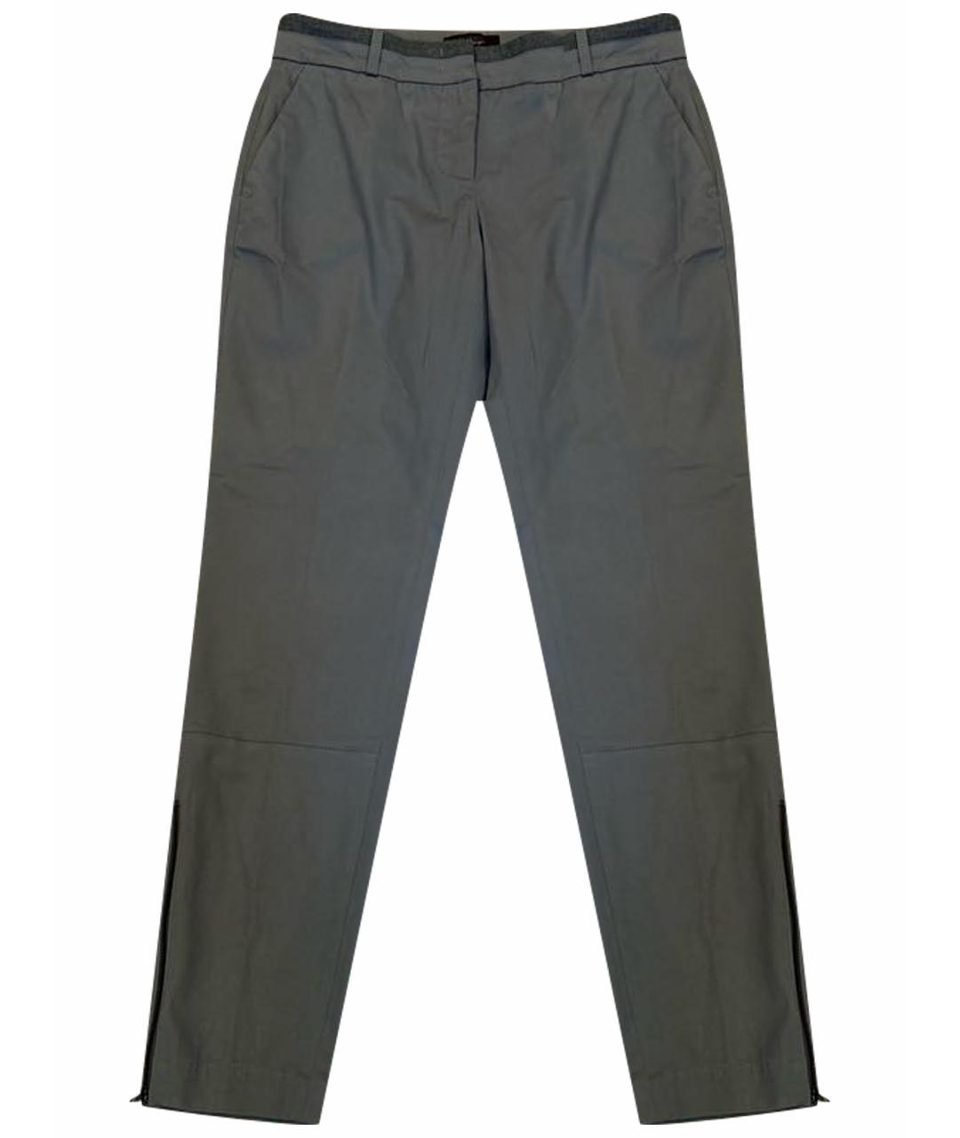 PESERICO Серые хлопко-эластановые прямые брюки, фото 1