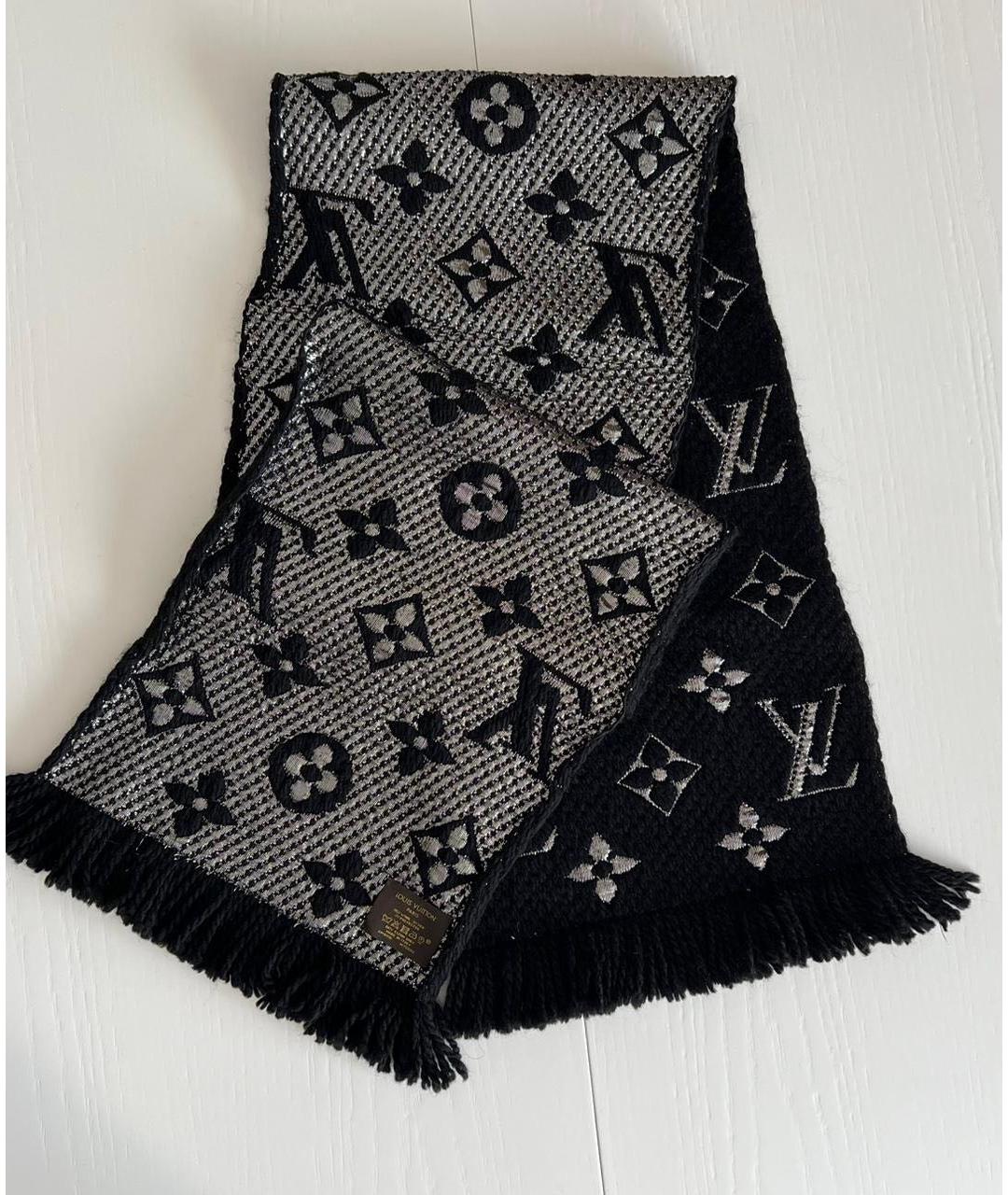 LOUIS VUITTON Черный шерстяной шарф, фото 2