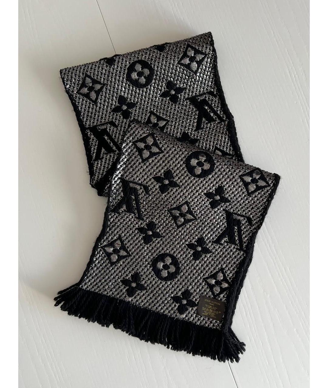 LOUIS VUITTON Черный шерстяной шарф, фото 7