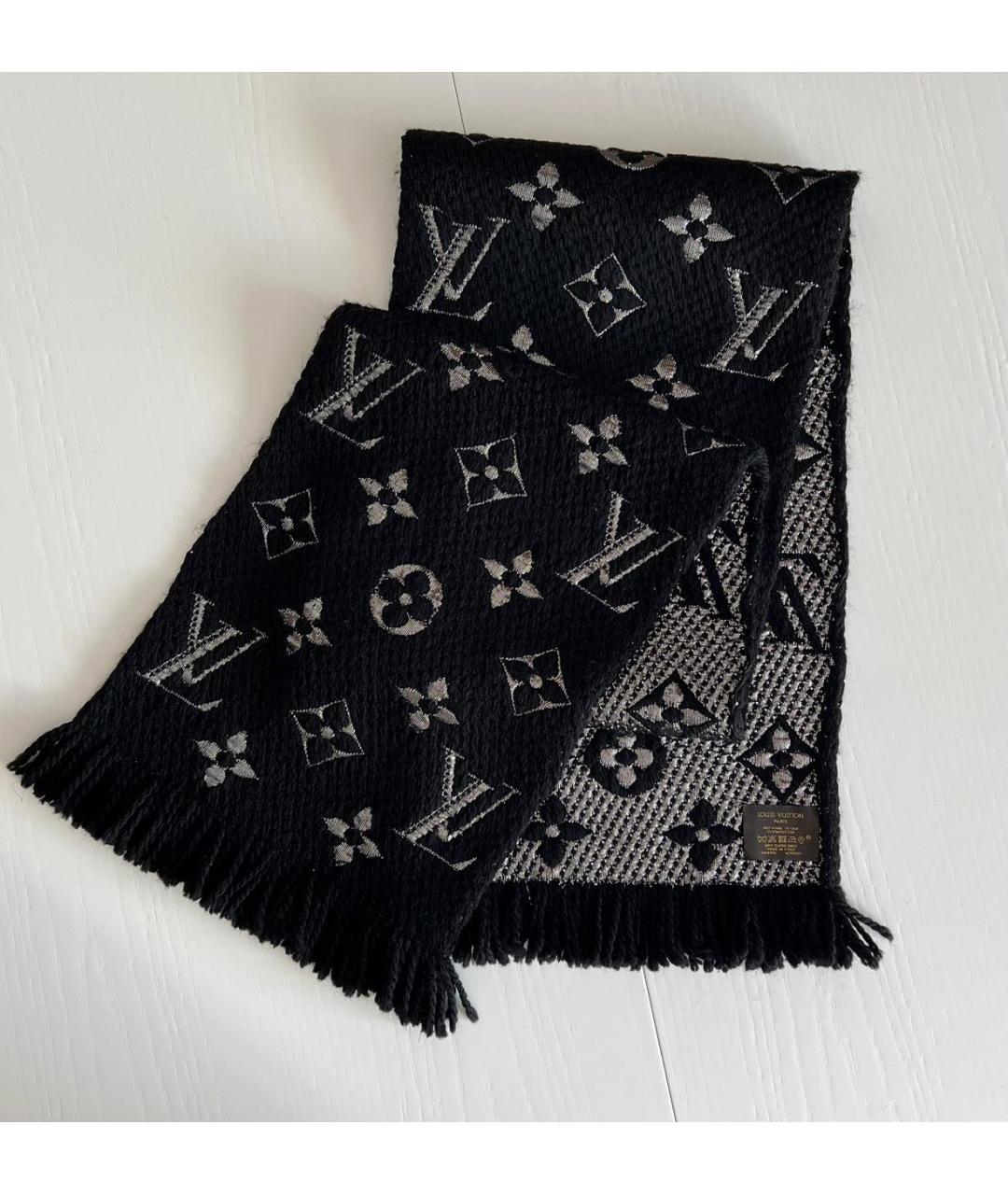 LOUIS VUITTON Черный шерстяной шарф, фото 4