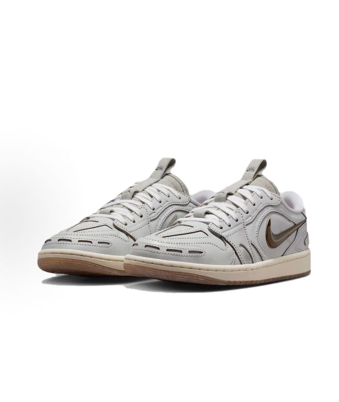 JORDAN Серые кожаные низкие кроссовки / кеды, фото 2