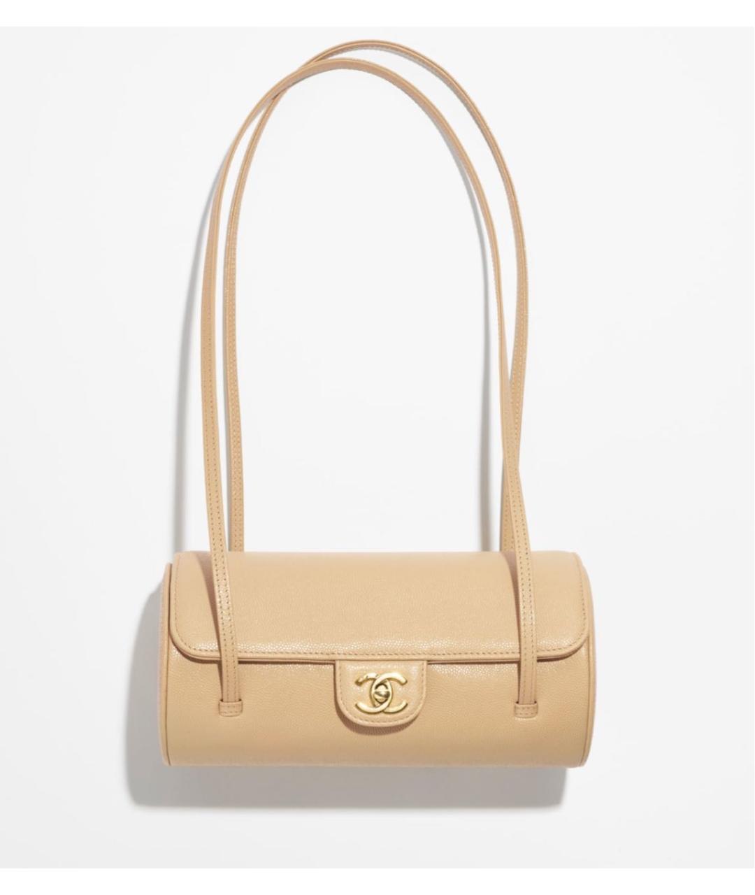 CHANEL Бежевая кожаная сумка через плечо, фото 6