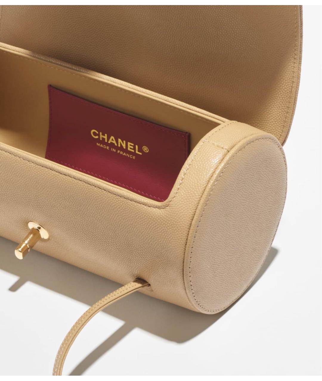 CHANEL Бежевая кожаная сумка через плечо, фото 4