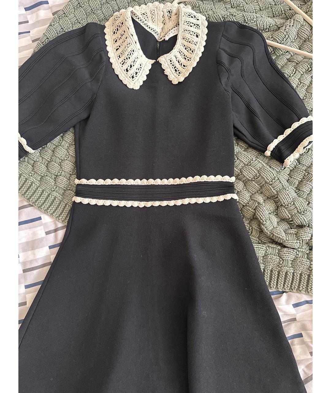 SANDRO Черное полиамидовое повседневное платье, фото 4