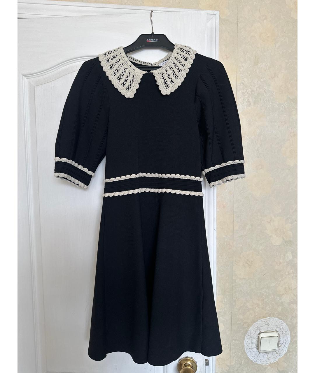 SANDRO Черное полиамидовое повседневное платье, фото 5