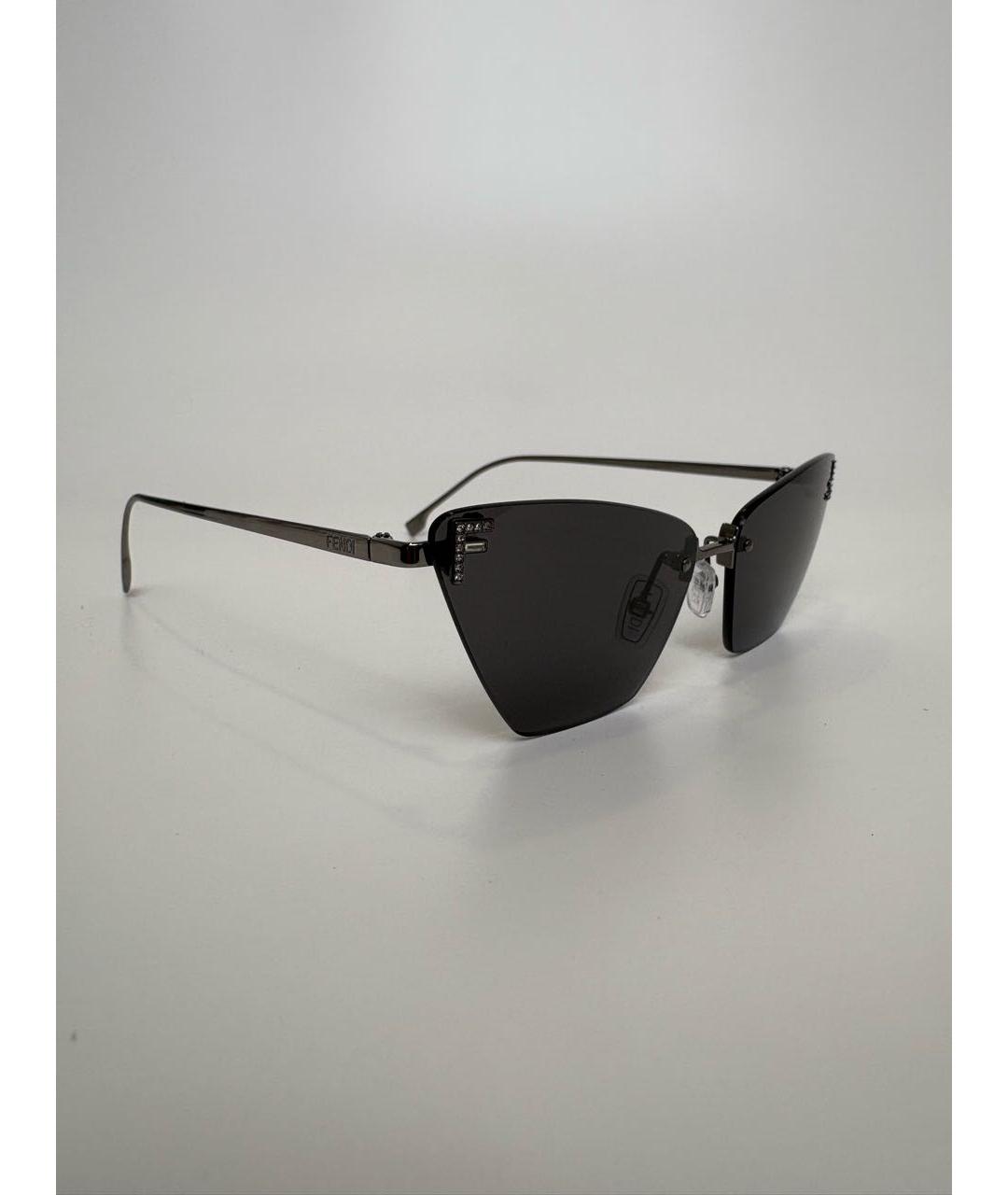FENDI Антрацитовые металлические солнцезащитные очки, фото 2