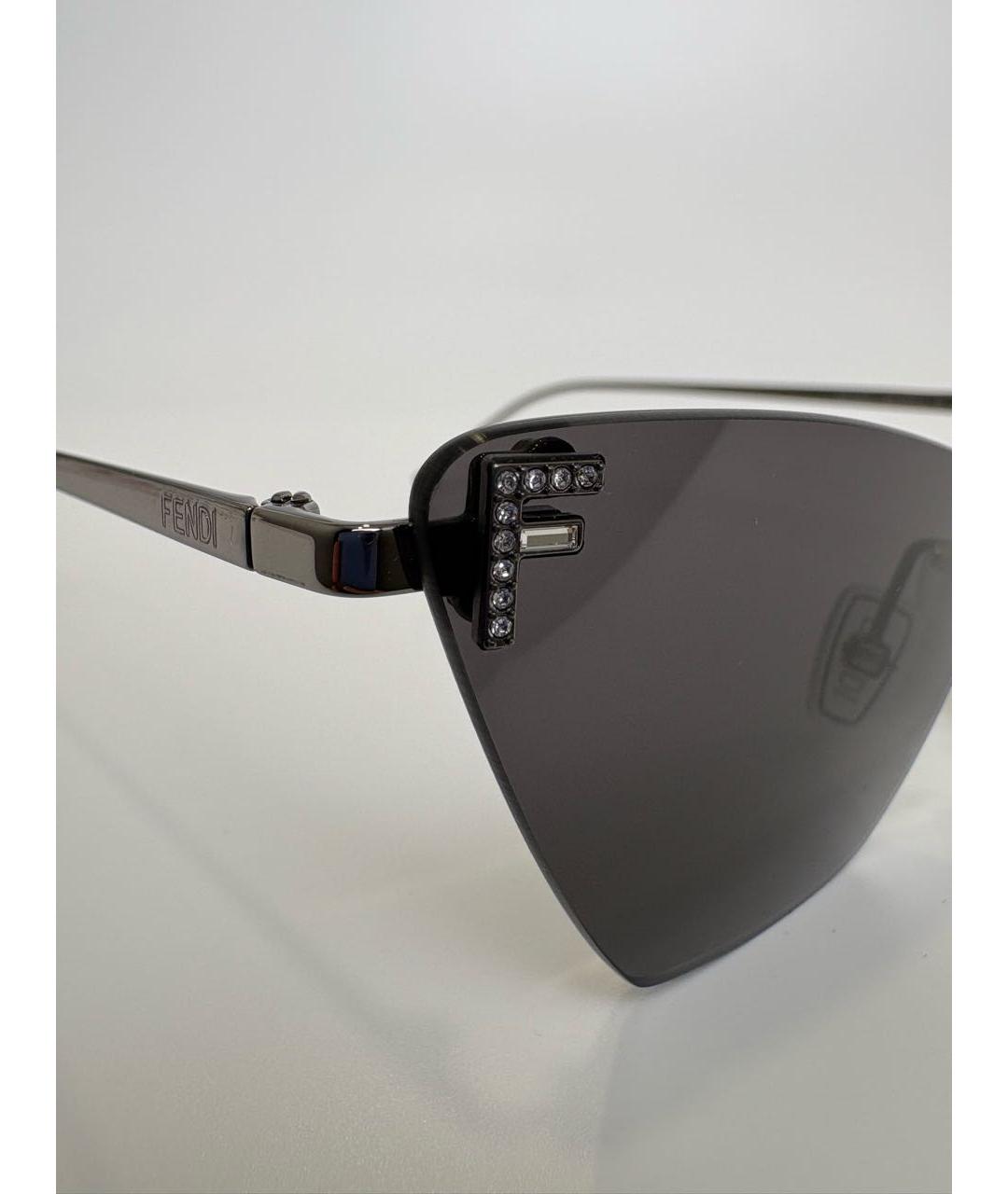 FENDI Антрацитовые металлические солнцезащитные очки, фото 3