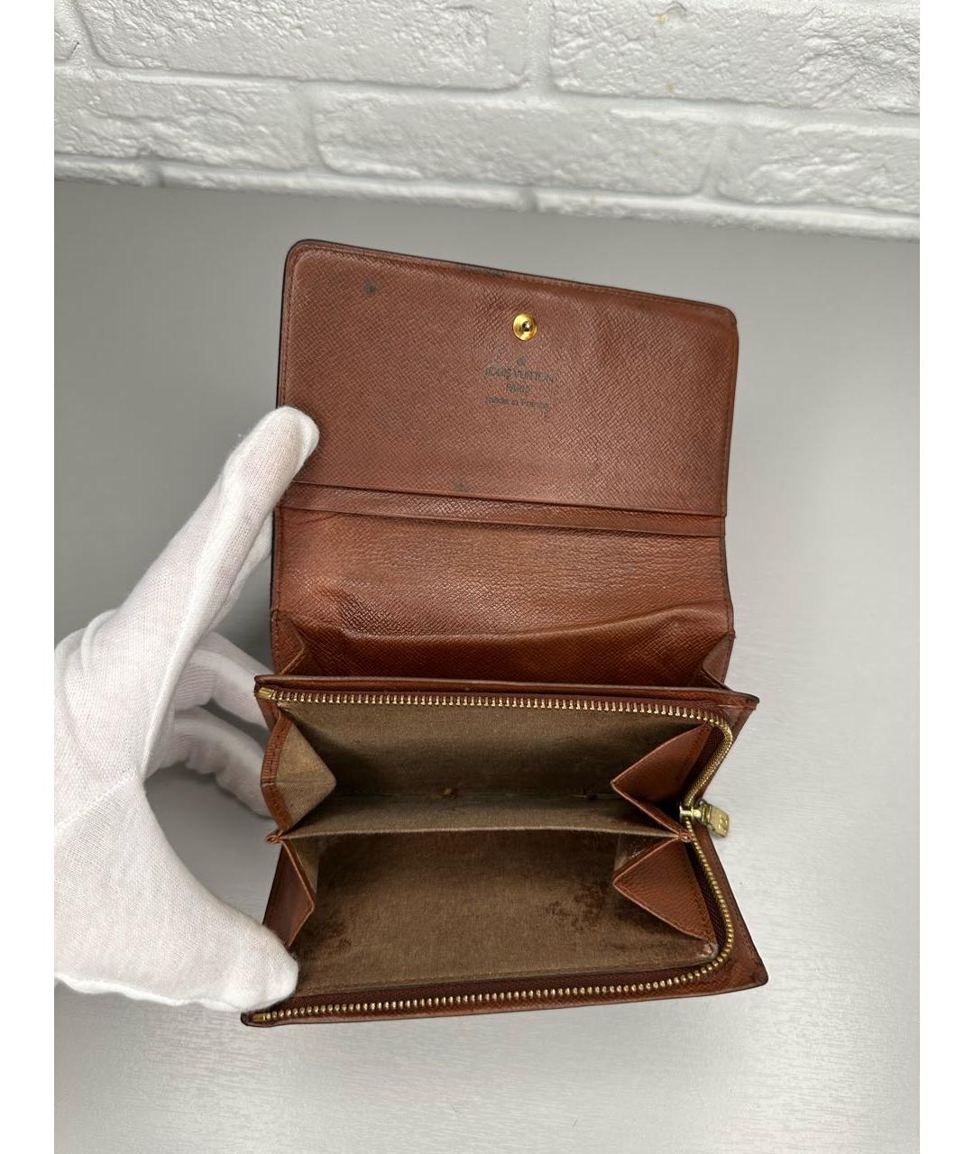 LOUIS VUITTON Коричневый кожаный кошелек, фото 7