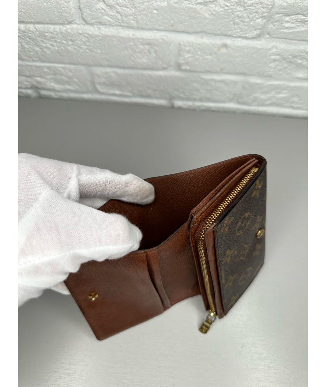LOUIS VUITTON Коричневый кожаный кошелек, фото 8