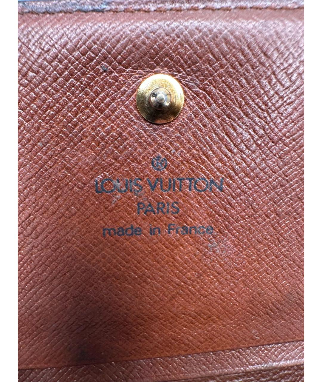 LOUIS VUITTON Коричневый кожаный кошелек, фото 5