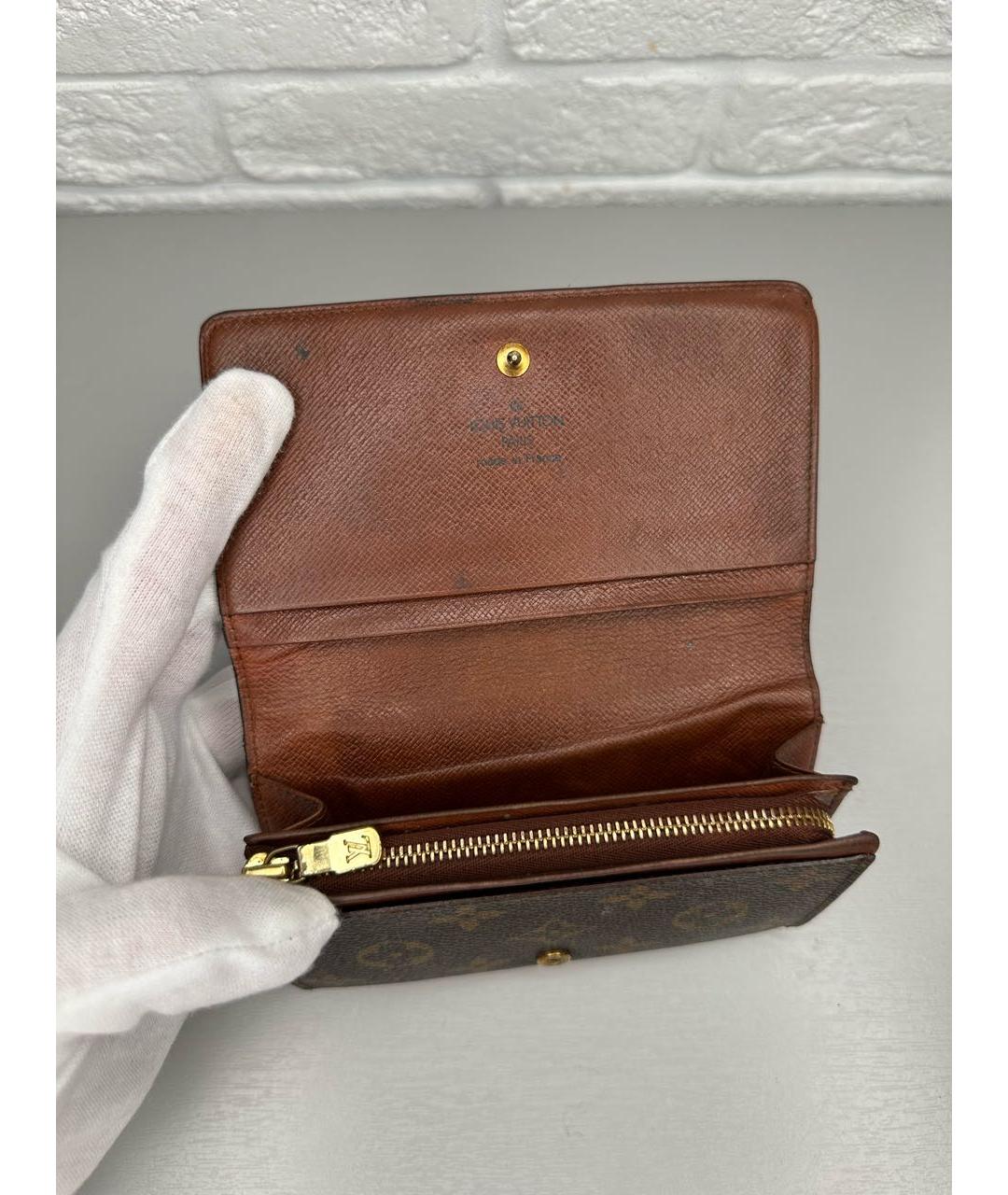 LOUIS VUITTON Коричневый кожаный кошелек, фото 6