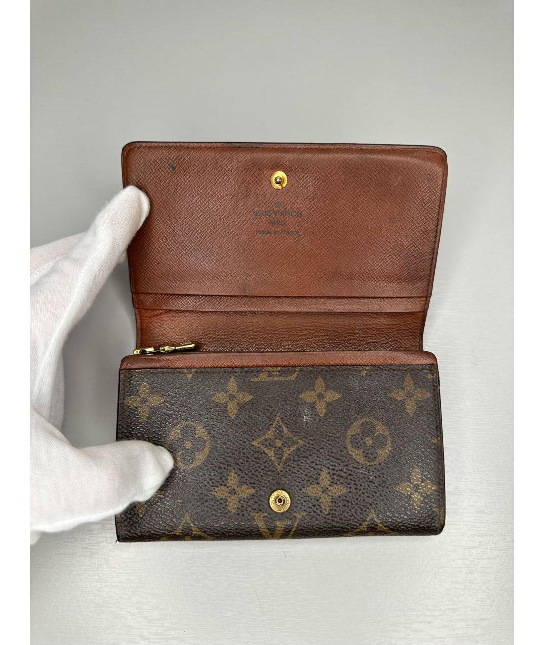 LOUIS VUITTON Коричневый кожаный кошелек, фото 4