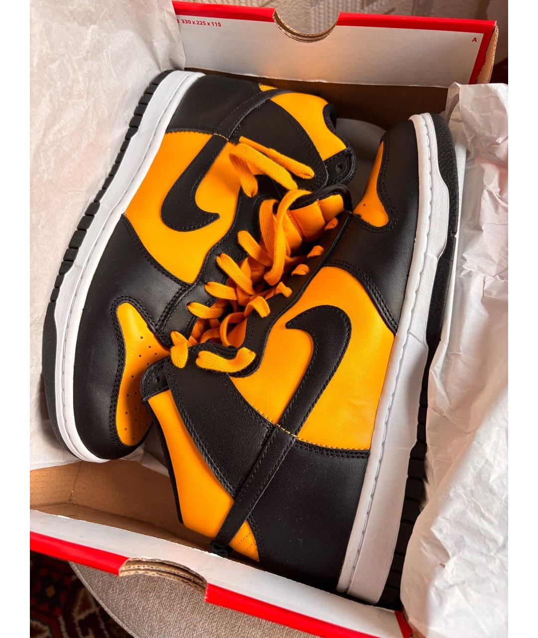 NIKE Желтые кожаные высокие кроссовки / кеды, фото 7