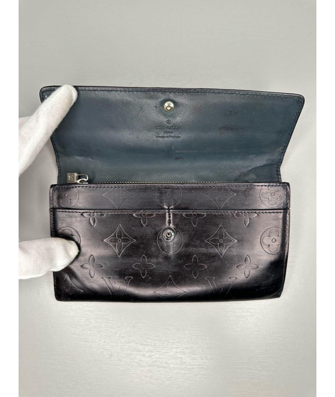 LOUIS VUITTON Темно-синий кожаный кошелек, фото 4