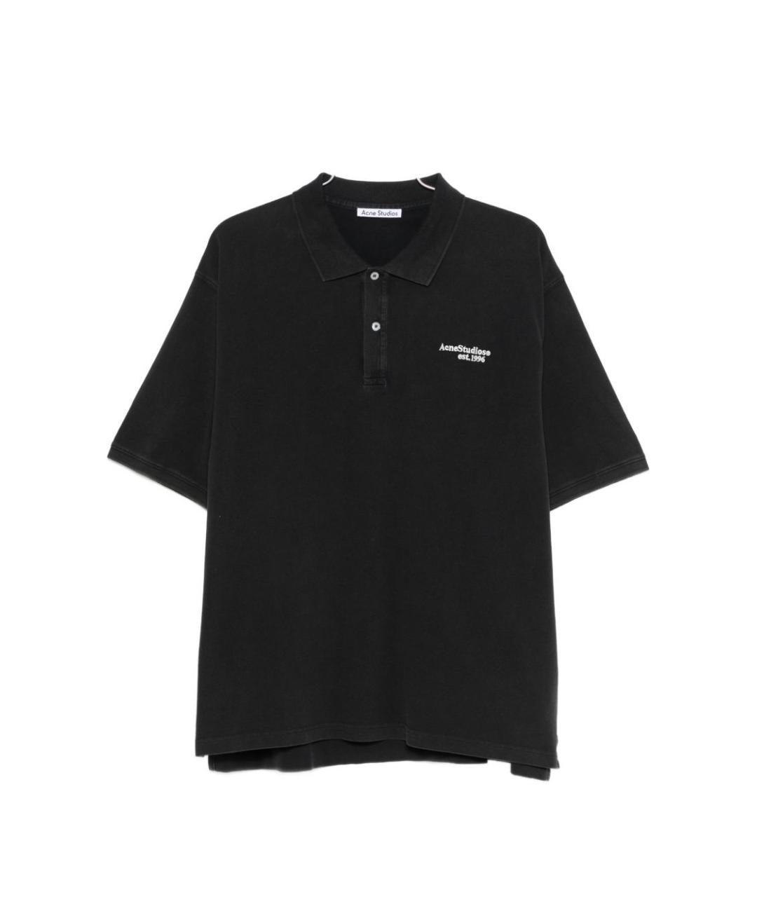 ACNE STUDIOS Черное хлопковое поло с коротким рукавом, фото 1