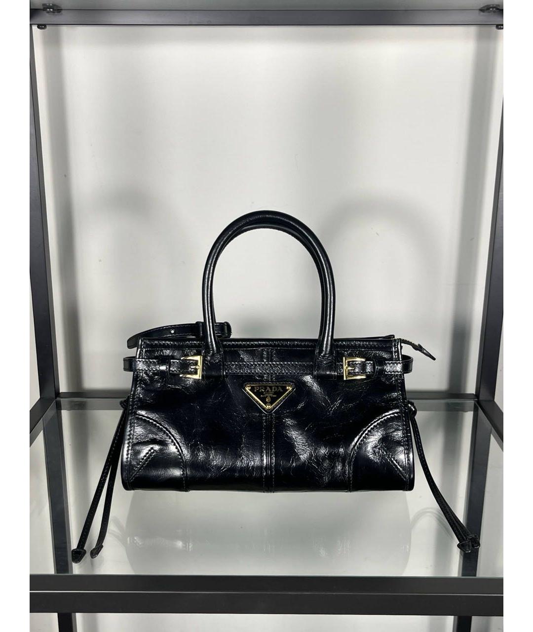 PRADA Черная кожаная сумка с короткими ручками, фото 2