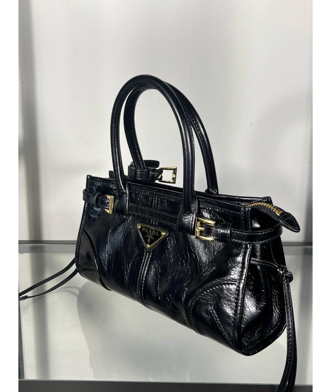 PRADA Черная кожаная сумка с короткими ручками, фото 4