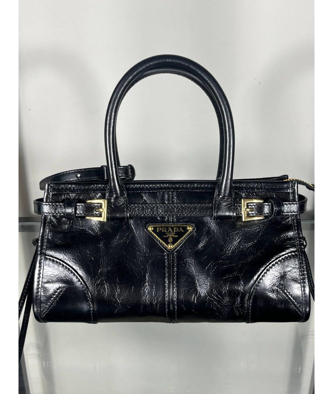PRADA Черная кожаная сумка с короткими ручками, фото 3