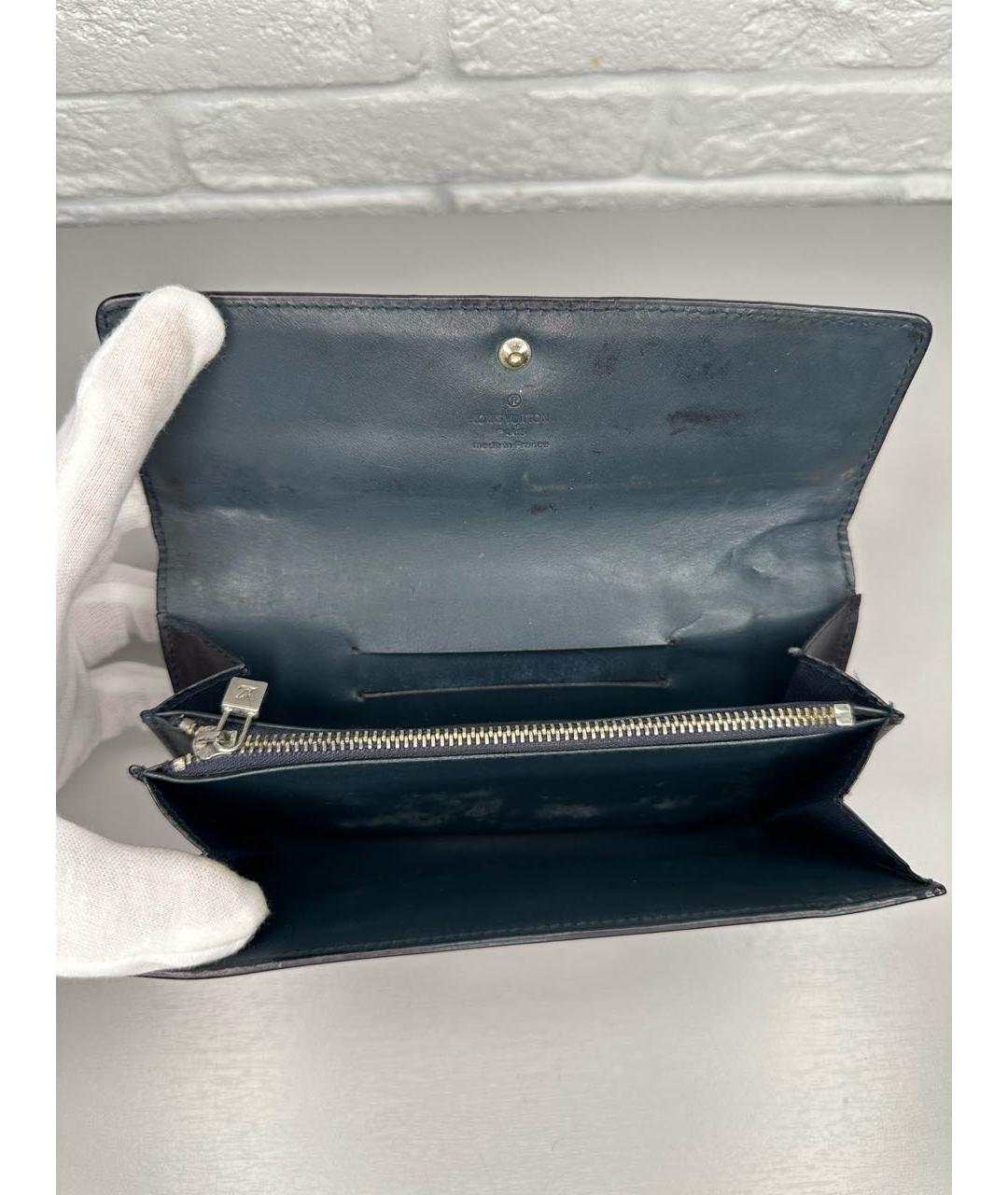 LOUIS VUITTON Темно-синий кожаный кошелек, фото 6