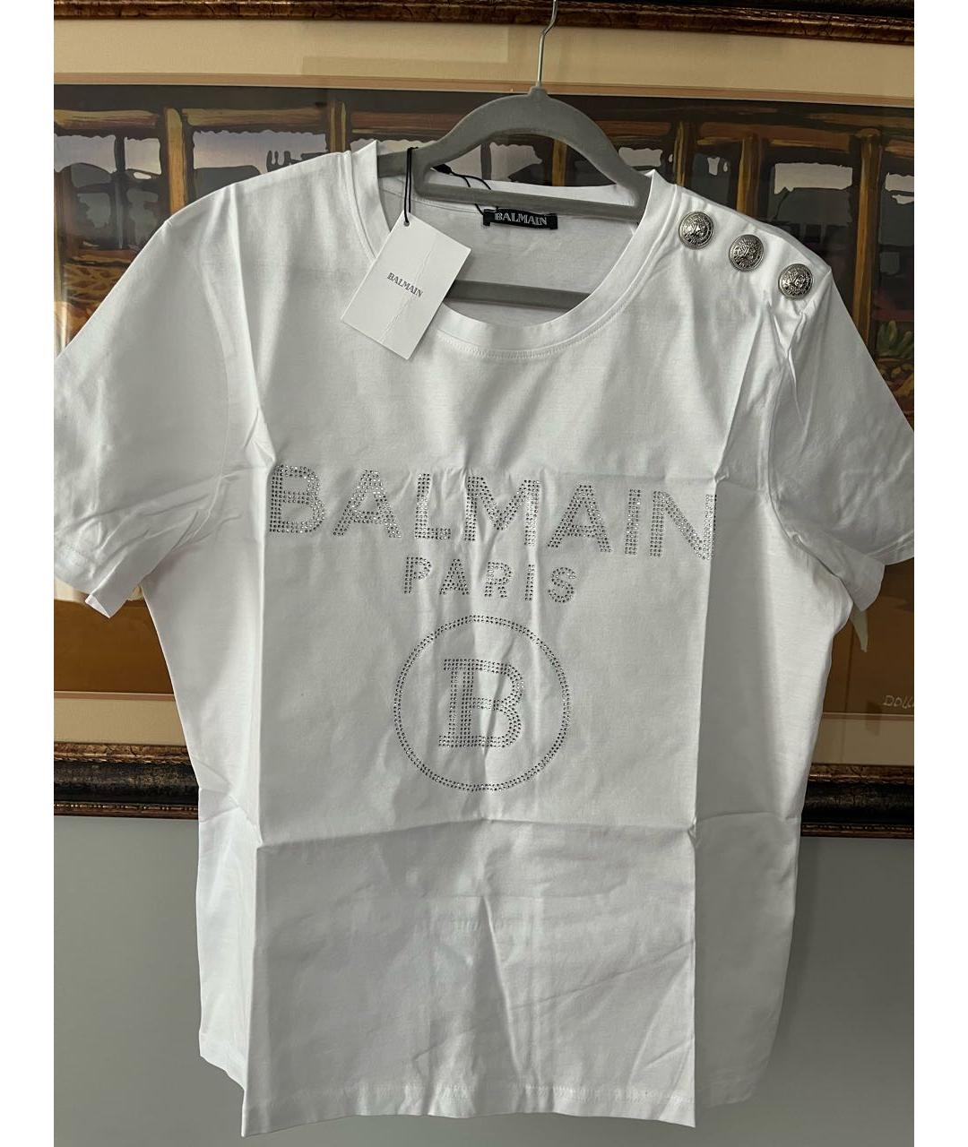 BALMAIN Белая хлопковая футболка, фото 8