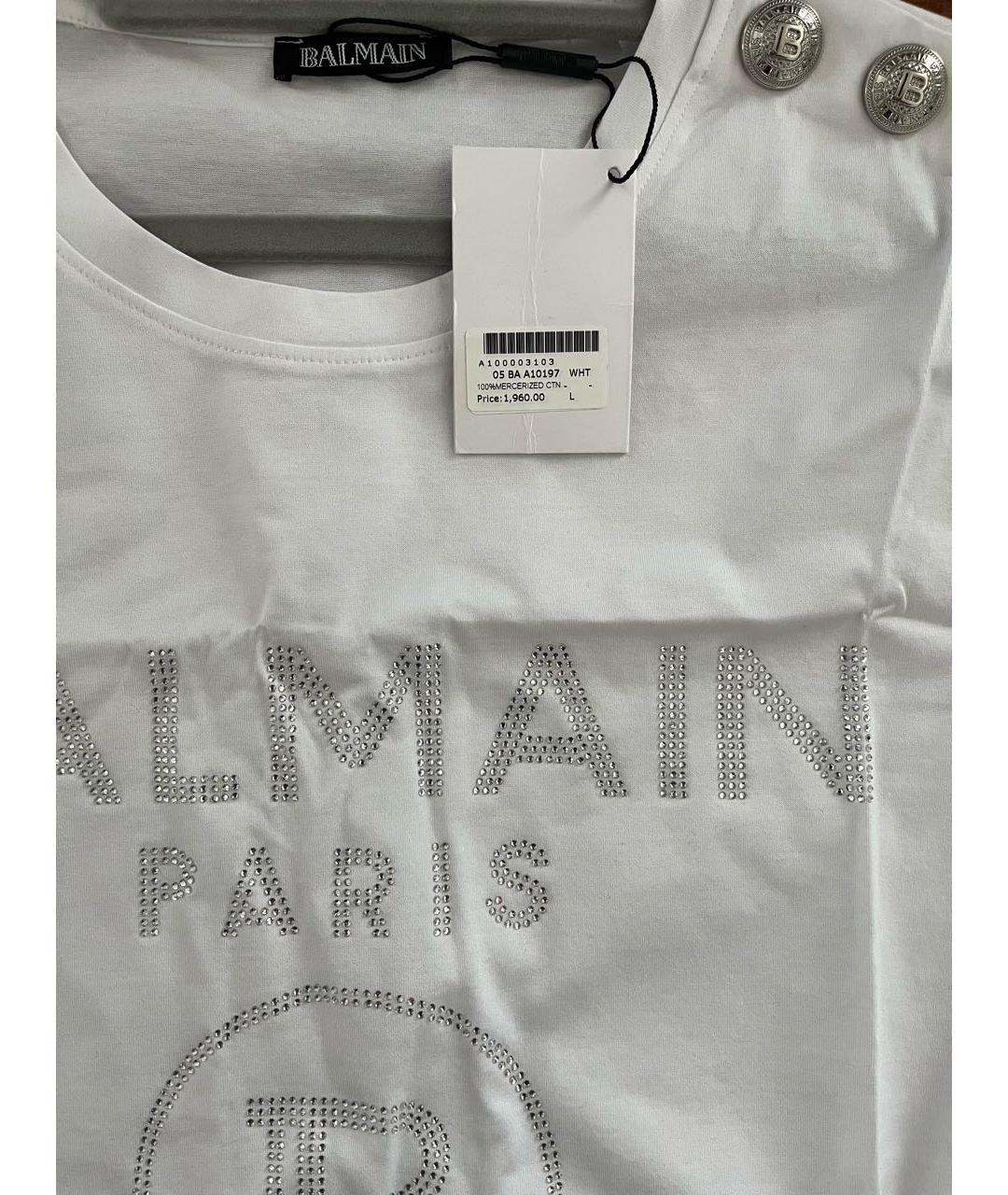 BALMAIN Белая хлопковая футболка, фото 6