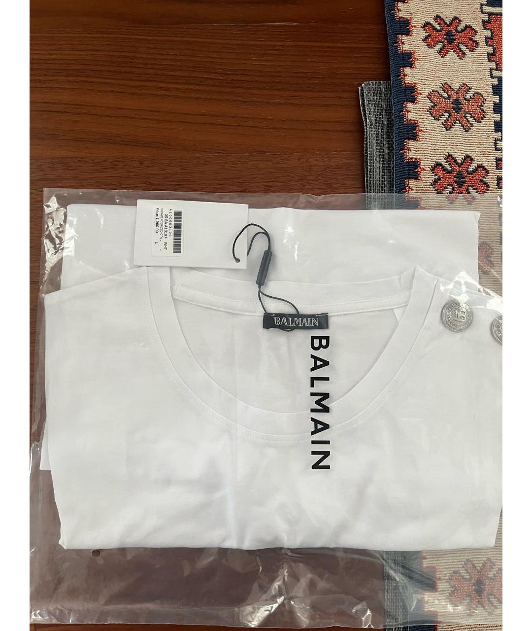 BALMAIN Белая хлопковая футболка, фото 5