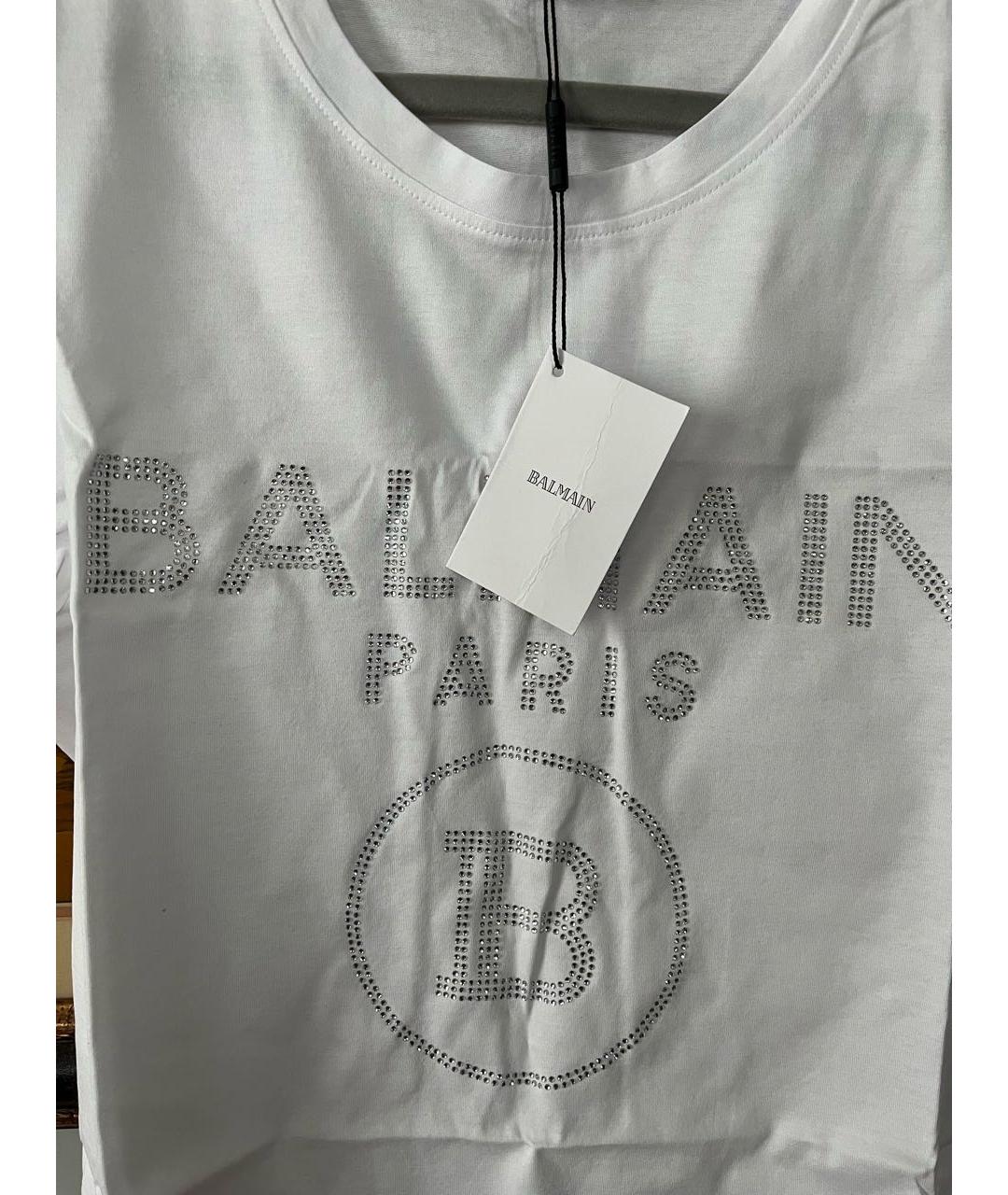 BALMAIN Белая хлопковая футболка, фото 4