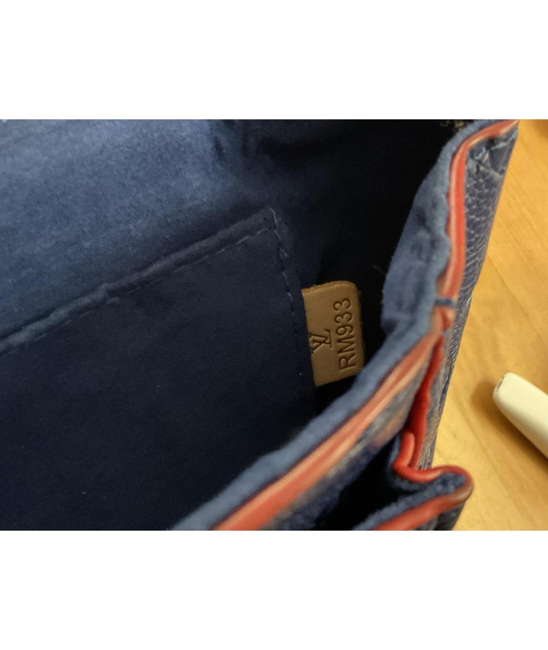 LOUIS VUITTON Синяя кожаная сумка с короткими ручками, фото 5