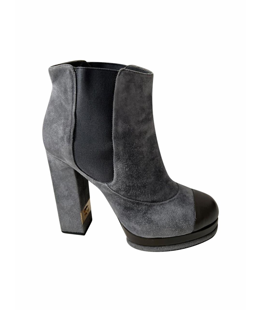 CHANEL Серые замшевые ботильоны, фото 9